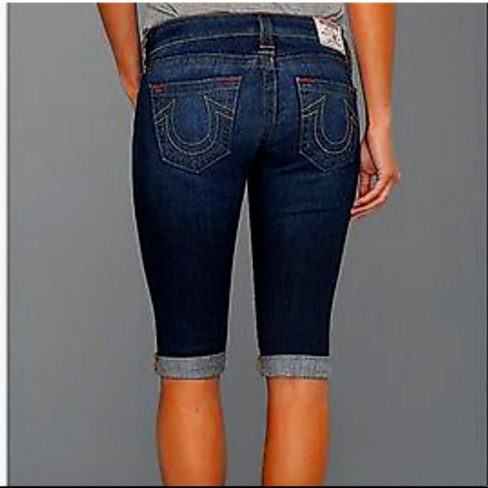 True Religion Women’s Stella Crop Low Rise Denim Jean Shorts